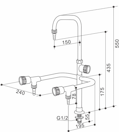 Triple Outlet Taps for School Laboratory Sink
