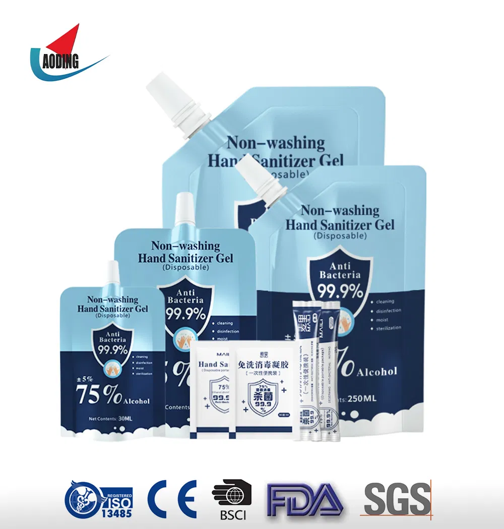 FDA Ce Manufacturer Portable Mini Antibacterial 75% Alcohol Hand Sanitizer in Bag with Ndc Code