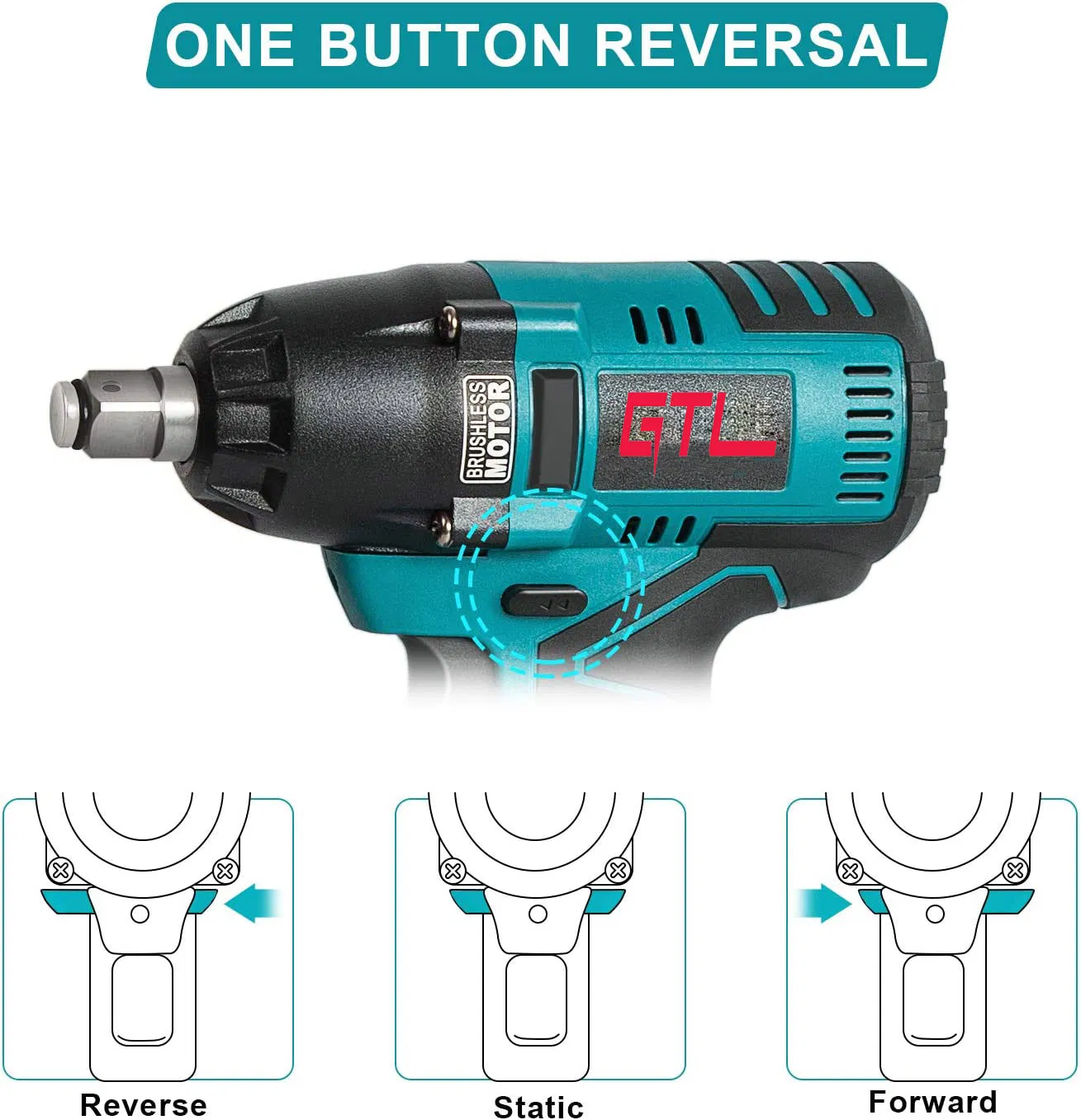 Impact Wrench High Torque 1/2-Inch Square Driver 18V Lithium Battery Cordless Impact Wrench with LED Light (CDW001)