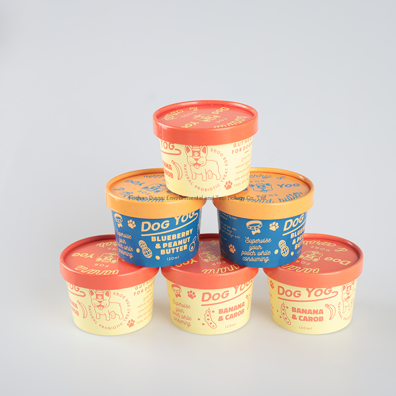 6oz8oz12oz16oz Disposable Noplastic Ice Cream Paper Cup with Plastic Flat Lids
