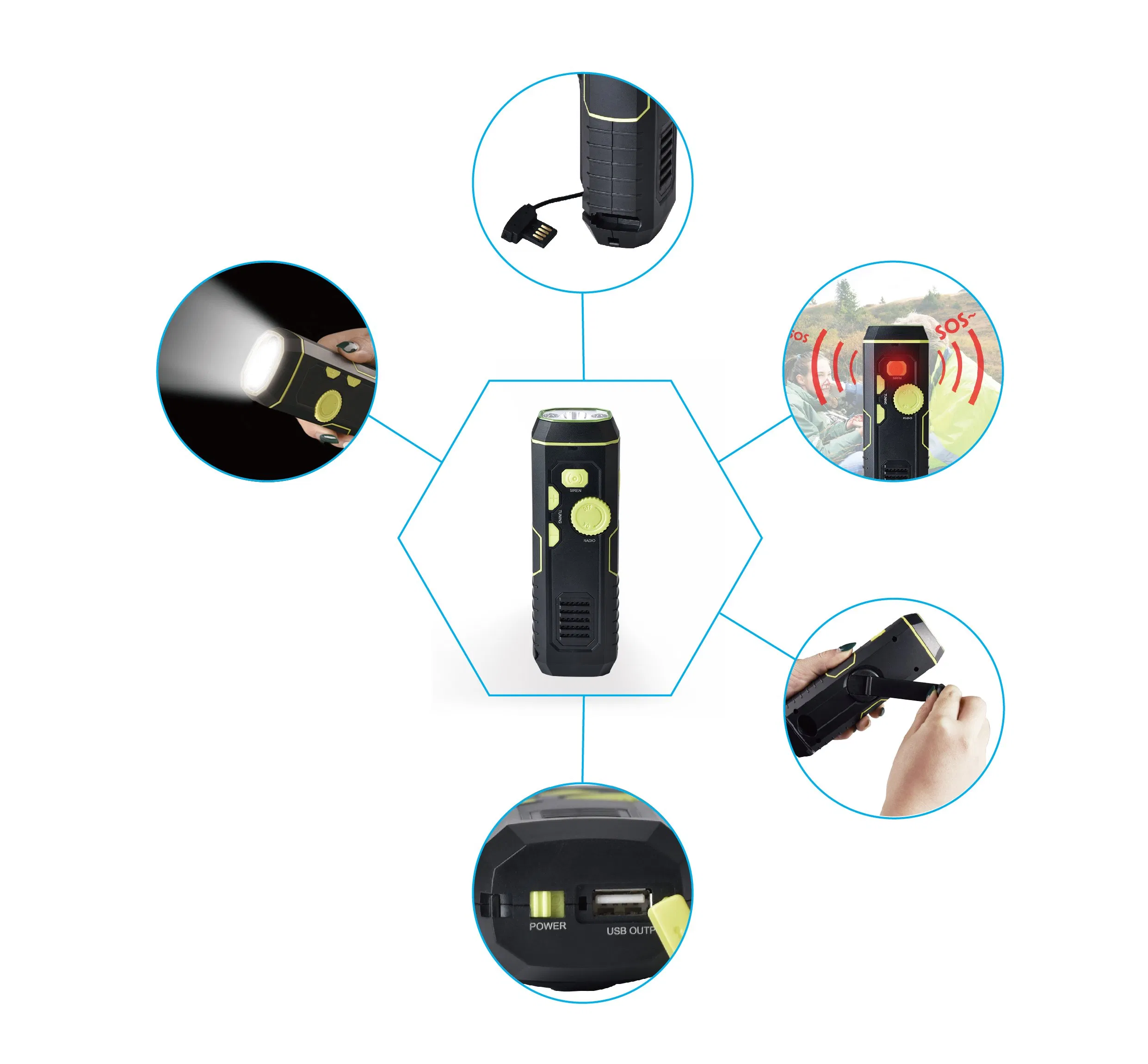 Ручное радио с фонариком и зарядкой