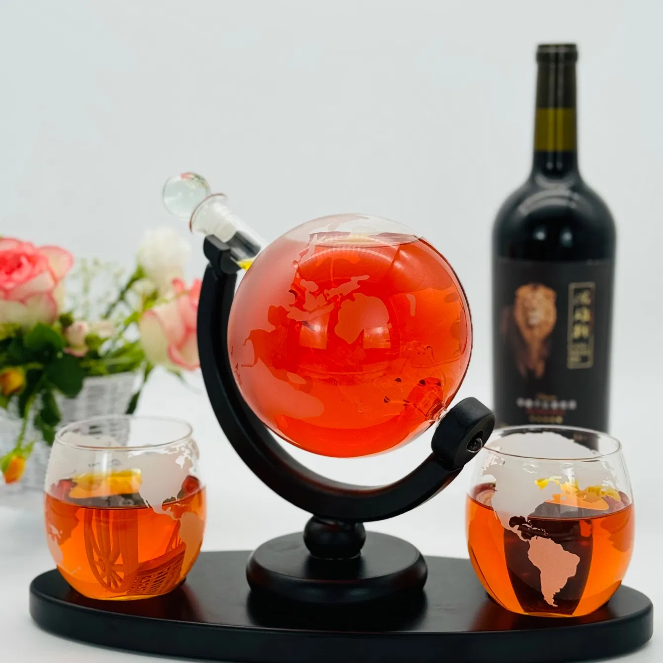 Elegant Crystal Wine Pourer Whiskey Bottle Decanter Gift Set