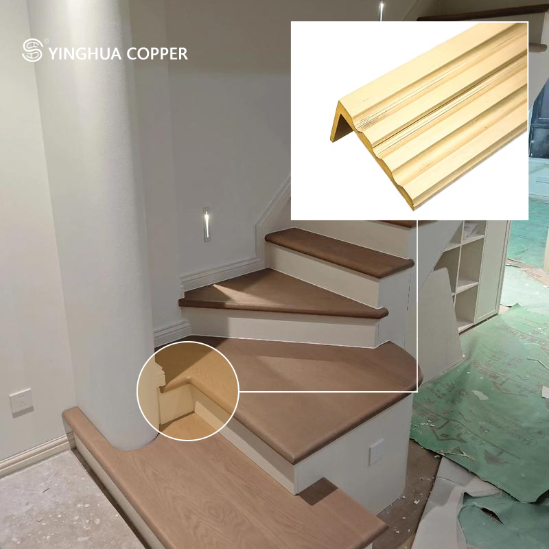 Copper Bar Manufacturers Custom L-Type Anti-Slip Copper Bar Decorative Corner Guard Stair Tread Anti-Slip Bar