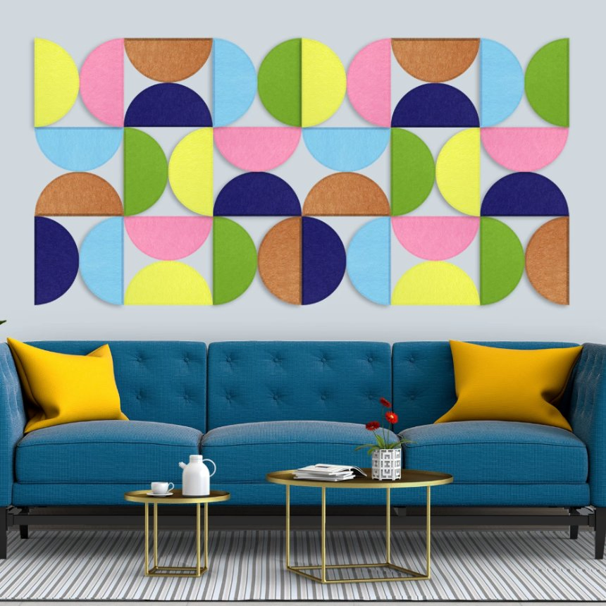 Custom Semi Circle Shape Self-Adhesive Sound Absorbing Polyester Acoustic Panel Decorative Pet Felt Panel