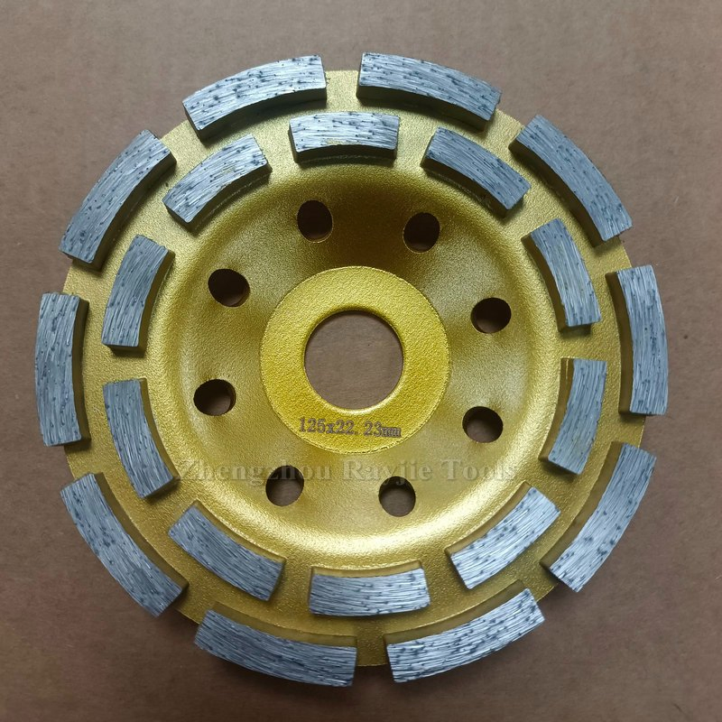 4.5"/115mm Sintered Diamond Double Row Grinding Cup Wheel Twin Row Grinding Disc for Concrete Masonry Granite Marble