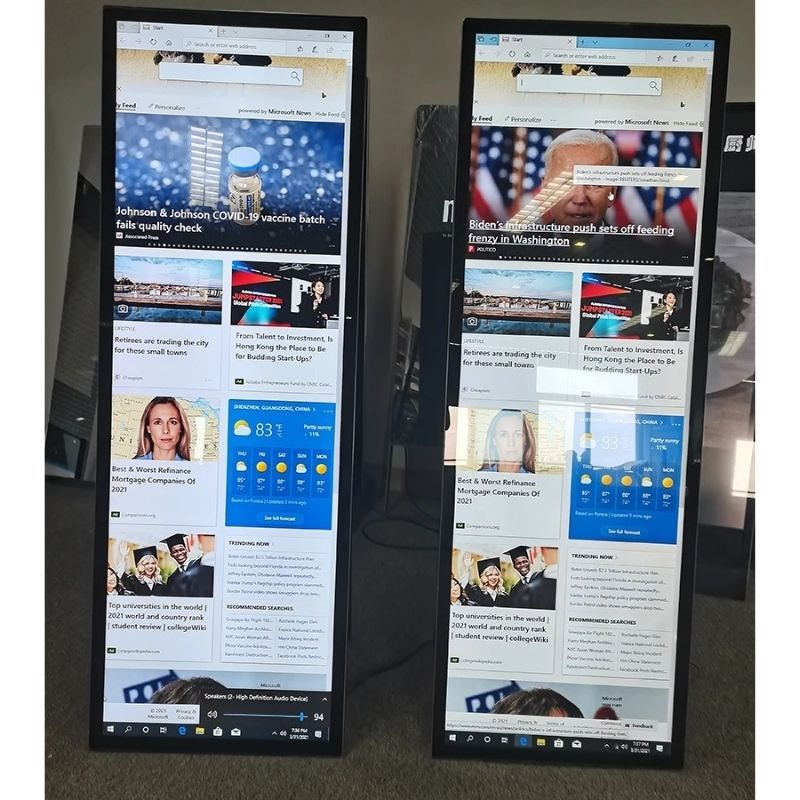 75-дюймовый напольный/настенный LED-дисплей для цифровой рекламы