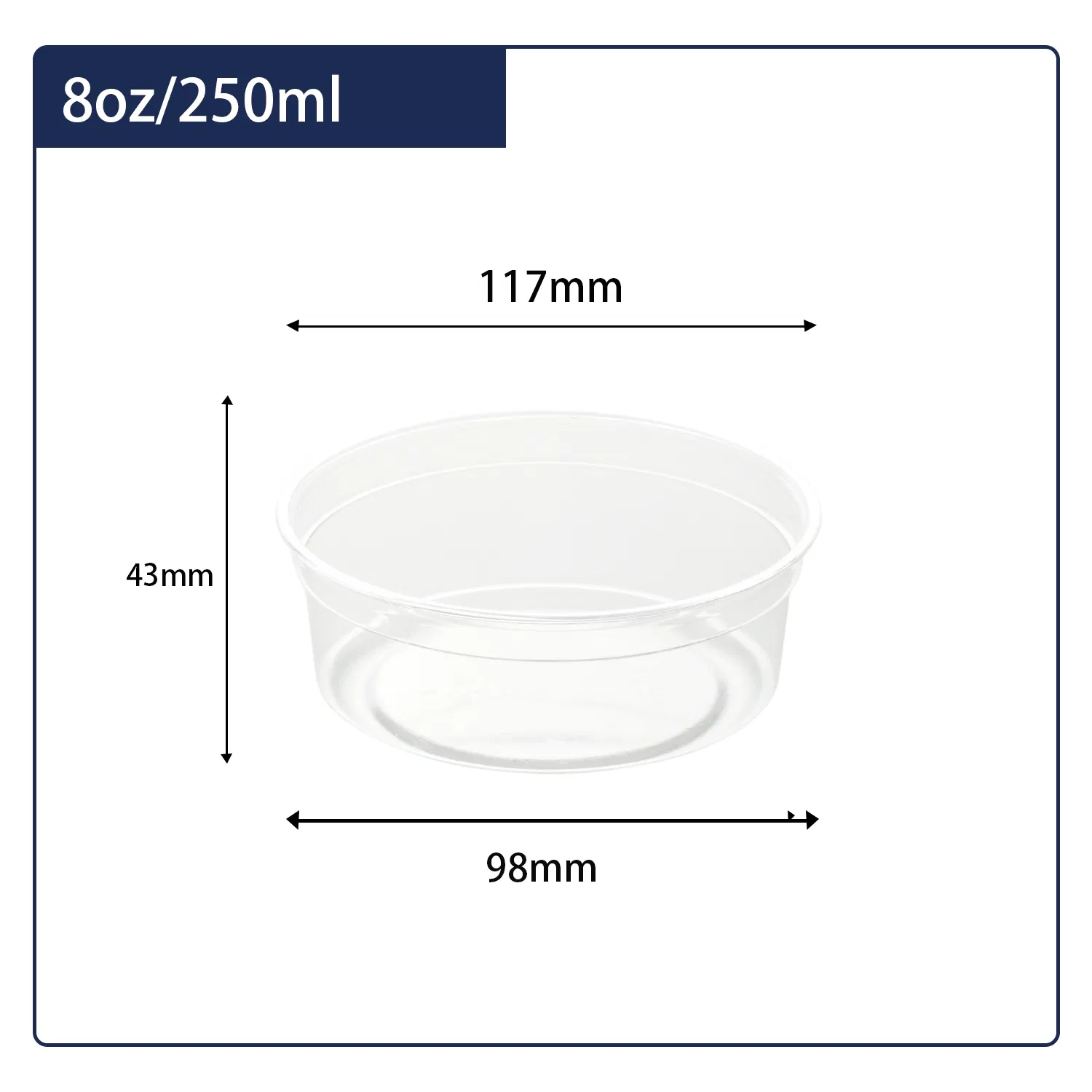 Контейнеры для еды 8oz (117мм) с крышкой, микроволновые