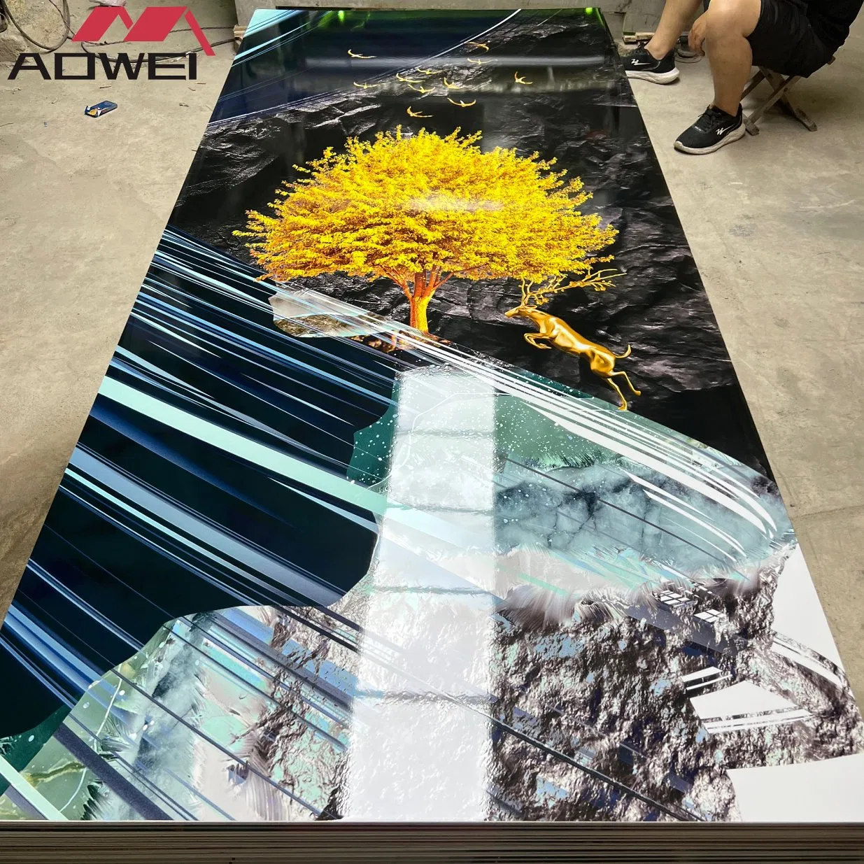 3D-Printed Carbon Slate Fireproof Rock PVC Marble Sheet Charcoal Panel for Decor