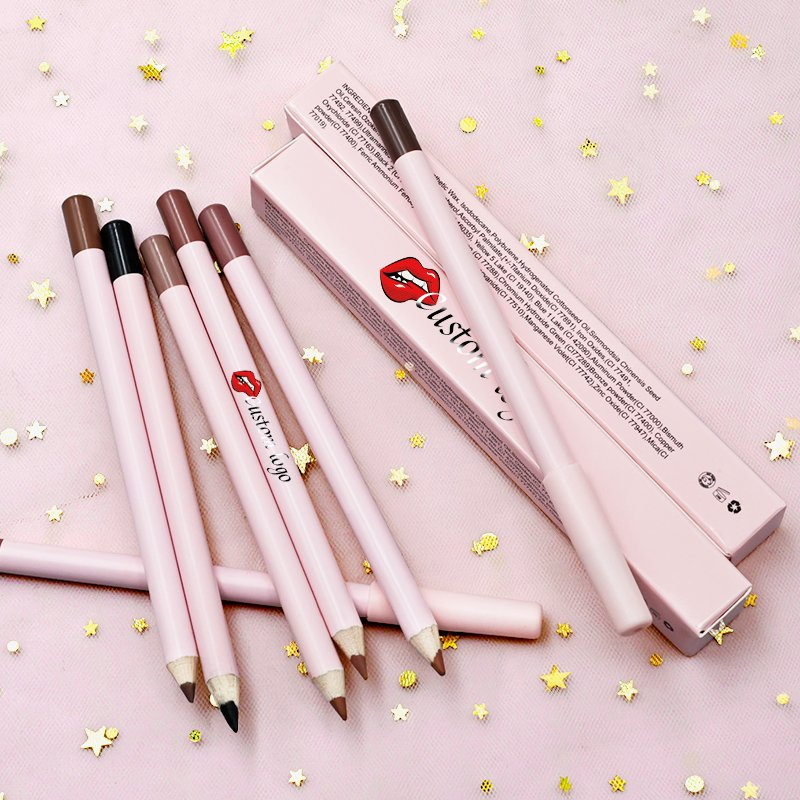 Wholesale Cosmetics Makeup Waterproof Custom Vegan Creamy Brown Lipliner Pencil Private Label
