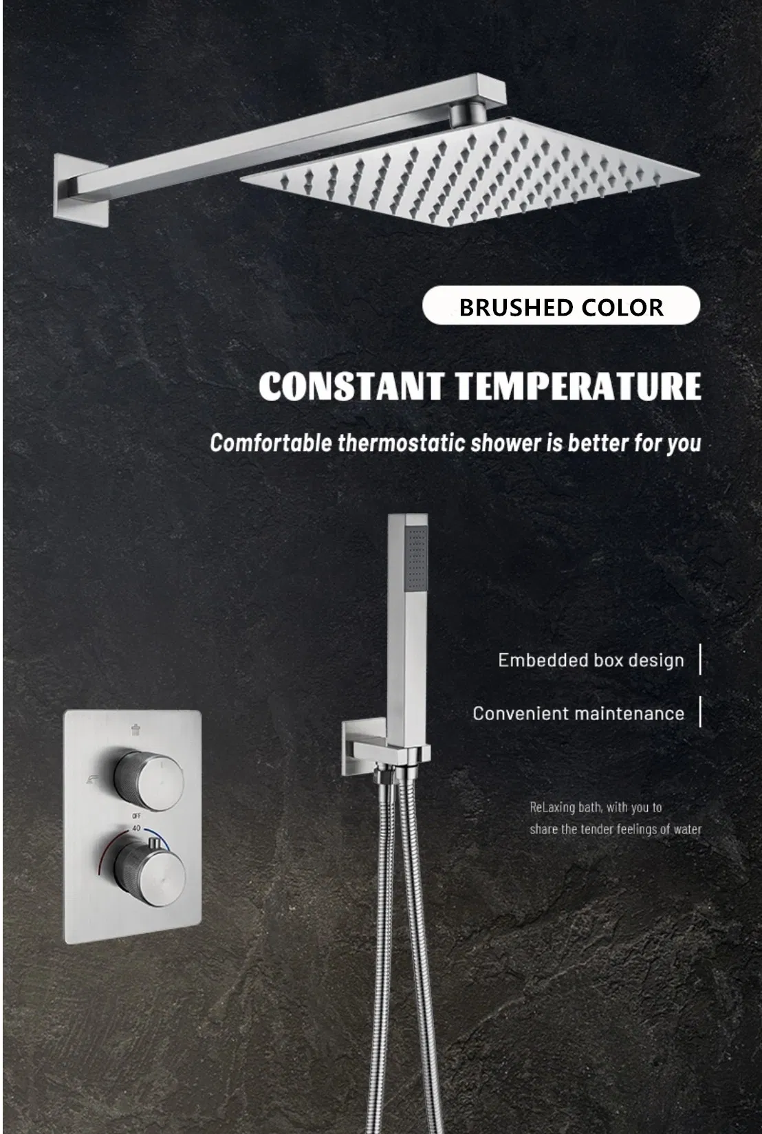 Constant Temperature Shower Fixture Rainfall Bathtub Tap Thermostatic Shower Faucet