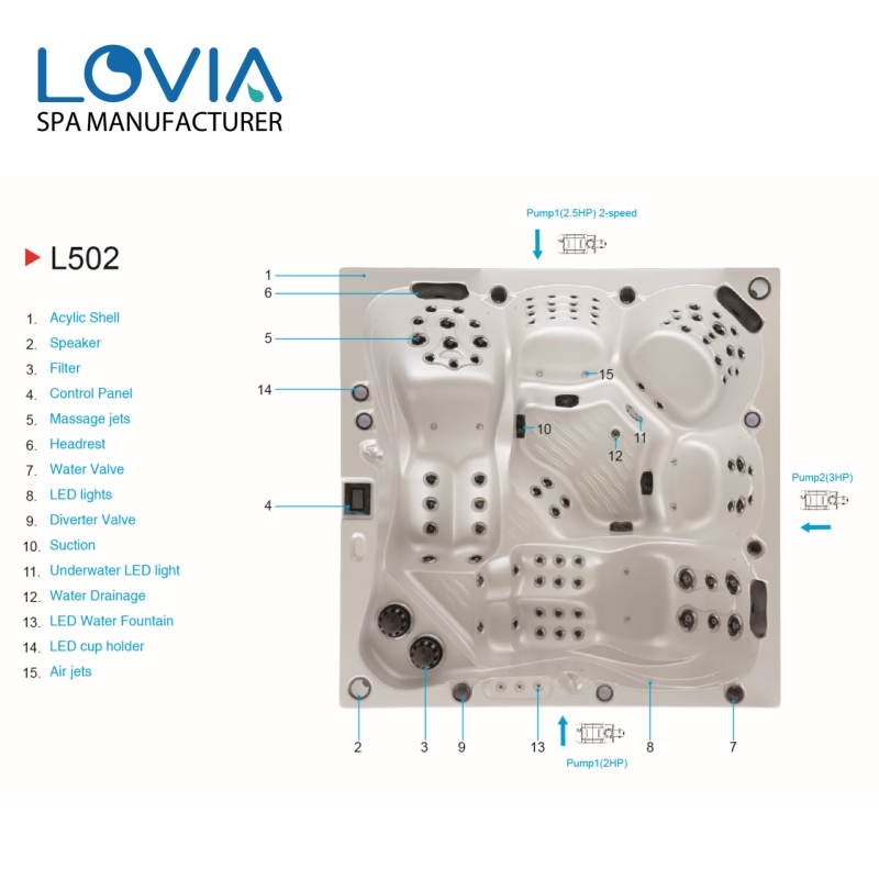 Гидромассажная ванна на 5 человек с подсветкой