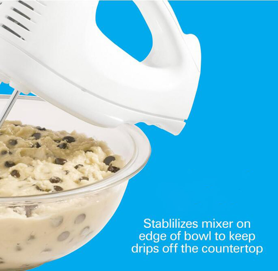 6-Speed White Traditional Beaters Electric Hand Mixer with Whisk