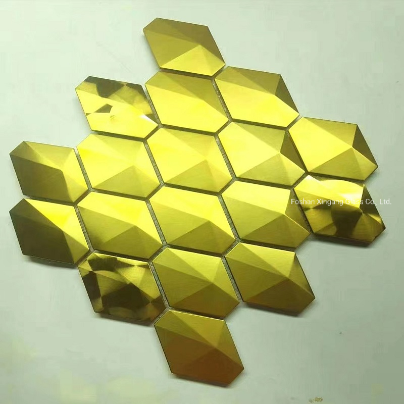 Hexagon Stainless Steel Mosaic Panels Metal Mosaic Tiles for Wall Decoration