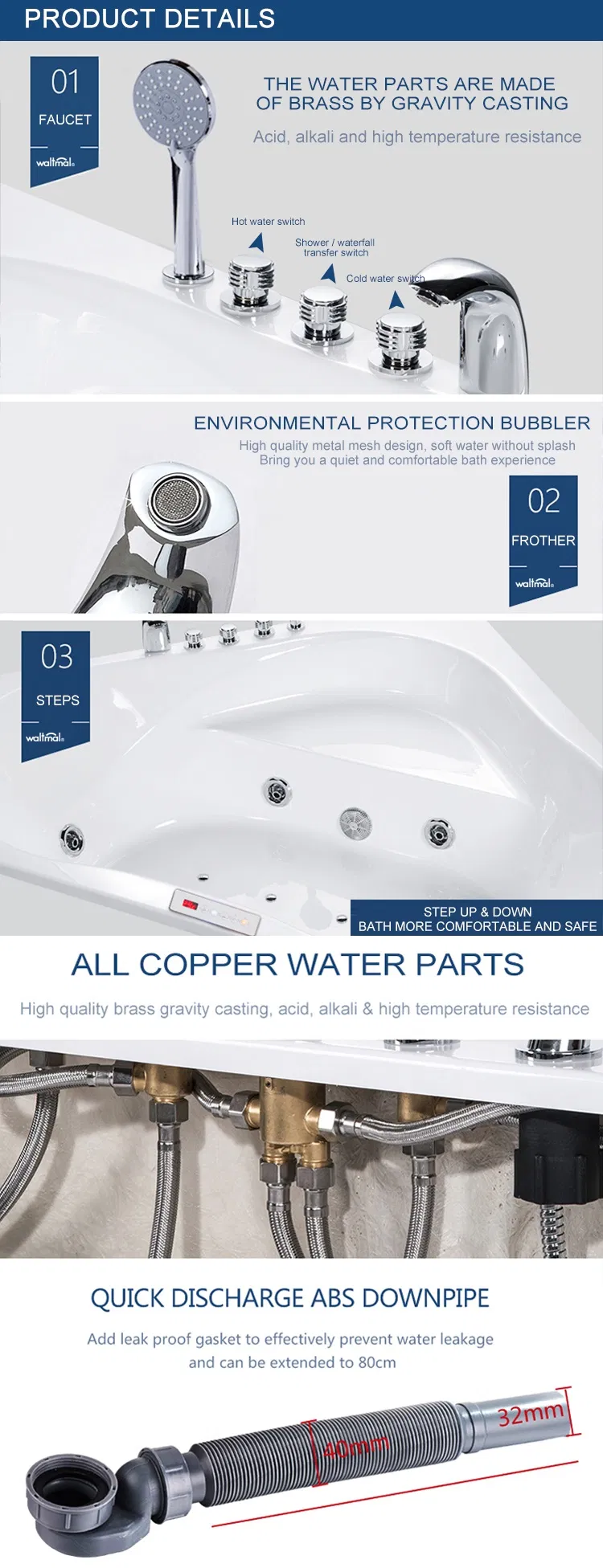 Угловая ванна Diamond для двоих, акриловая