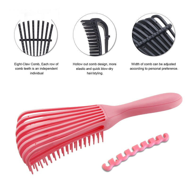 Wholesale Plastic Eight Rows Octopus Hair Brush Massage Vent Detangling Hair Brush for Women