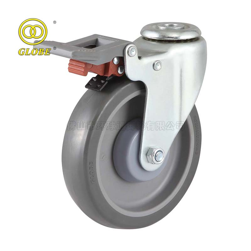 3-5inch Medium Light Duty PU Supermarket Caster Top Plate/ Bolt Hole Wheel