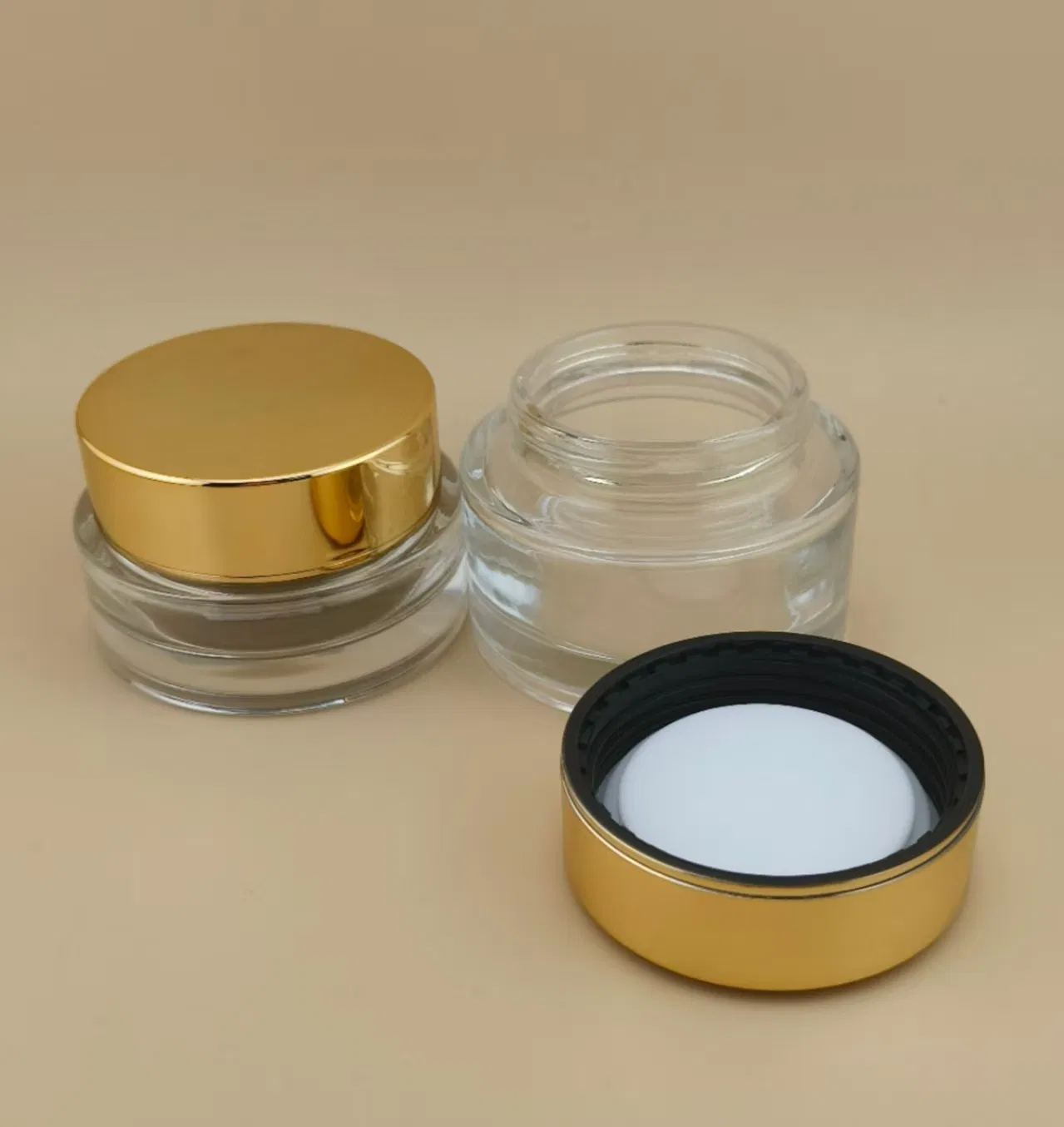 Clear Glass Cream Jar with Golden Screw Lid for Female Lotion