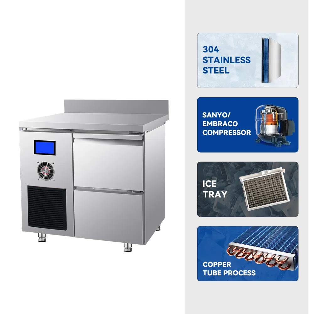 Commercial Ice Cube Maker Fully Automatic 82kg/24h Ice Machine with Multi-Use Stainless Tabletop