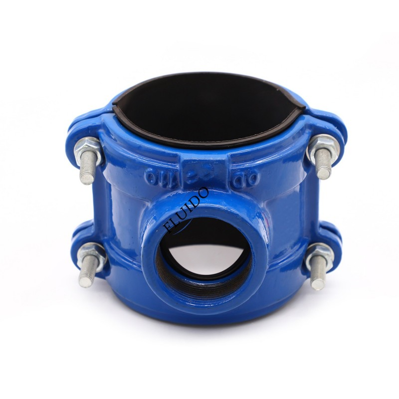 Ductile Iron Pipe Fittings Di Saddle Clamp for PVC Pipe with Outlet