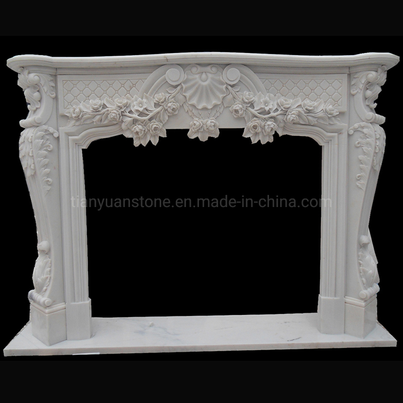 European Style Indoor Carving Marble Fireplace with Mantel