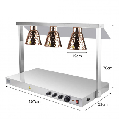High Quality Rose Gold Table Lamp for Hotels and Restaurants Commercial Kitchen Equipment with 3 Tanks Luxury Food Carving Lamps