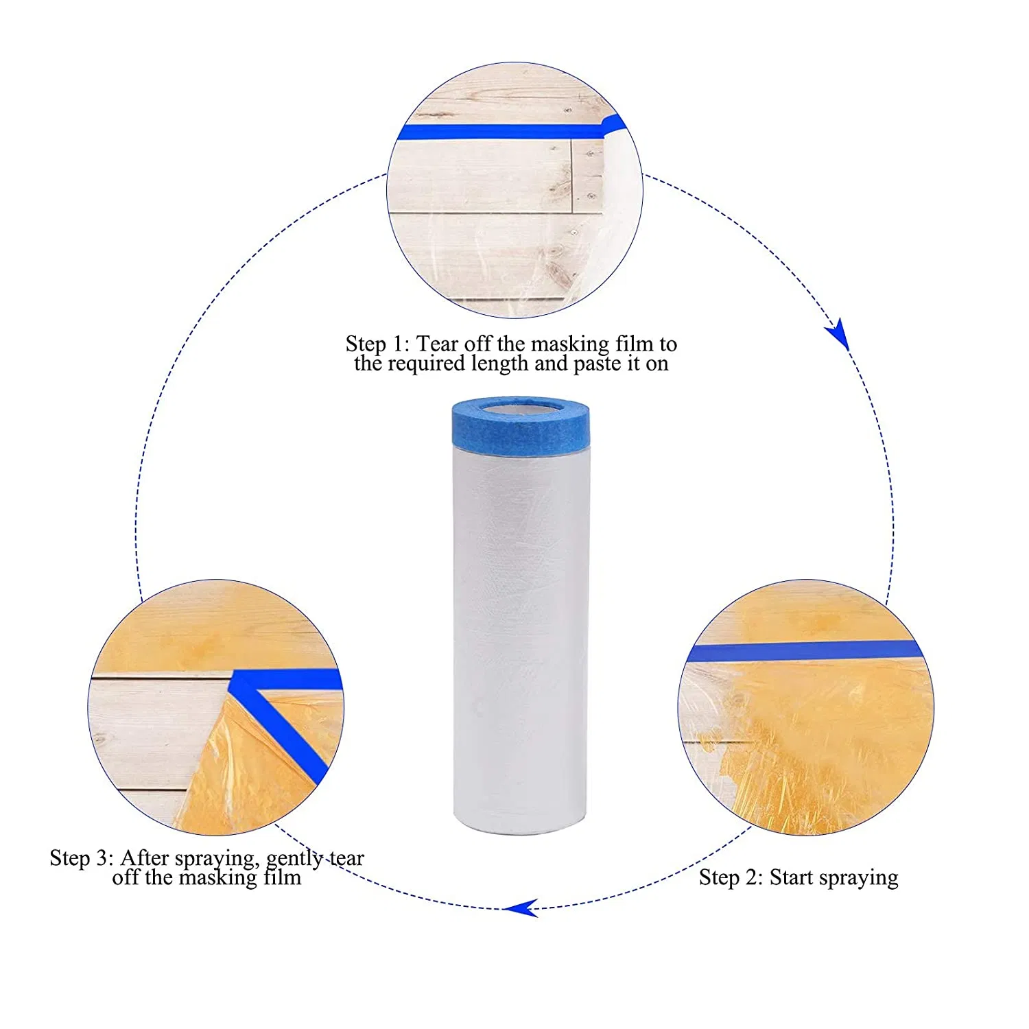 Painters Plastic with Tape, 3-Piece Set, Pre Taped Masking Film Protection