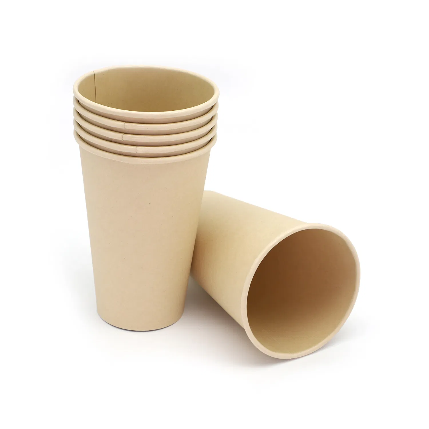 Degradable Disposable Brown Kraft Paper Cup/Compostable Eco-Friendly Light Brown Bamboo Pulp Paper Soup Cup/Ice Cream Cup/Paper Mag Cup