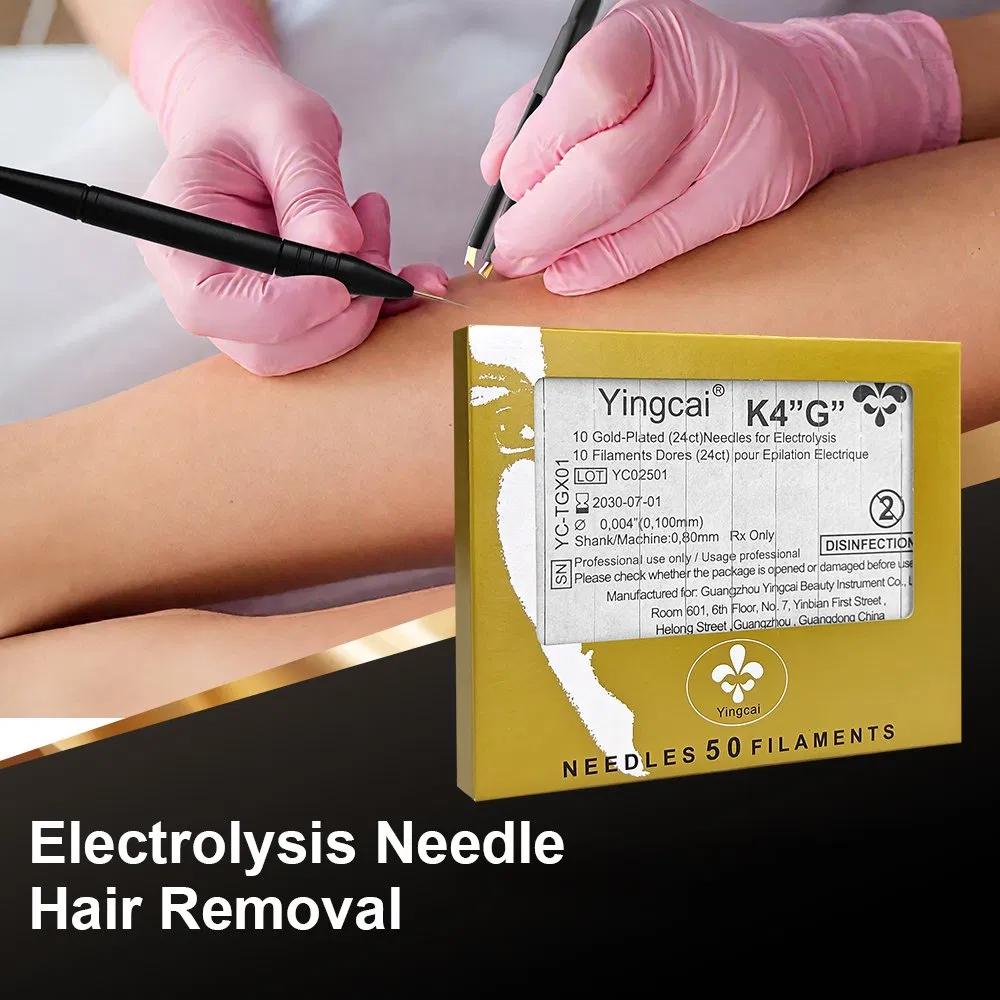 Portable Gold Electric Needle Epilation Body Face Permanently Blend Electrolysis 100 Tips Needle Epilator Hair Removal