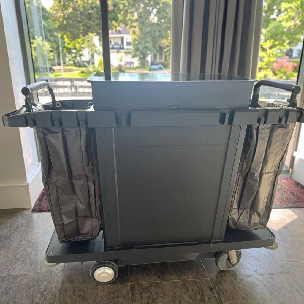 Ergonomic Electric Trolley Plastic Housekeeping Cart for Hotel Room Service Hotel Amenities