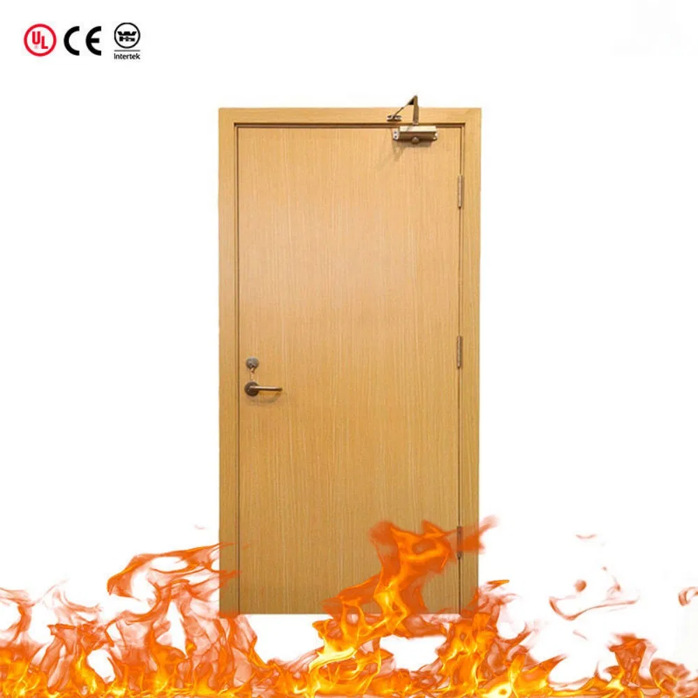 China Custom Interior Fire Wood Door High End BS En as CE UL Fire Doors for School Apartment Hospital Hotel Room Fireproof Wooden Door Fire Rated PVC Doors