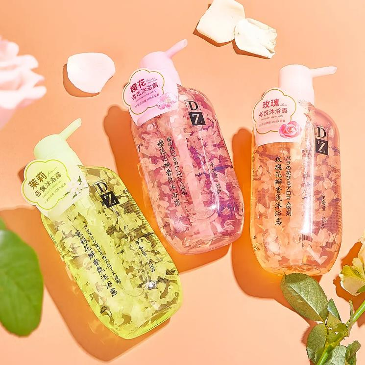 Online Wholesale and Retail 520ml Floral Body Wash with Flower Petals Body Cleanser Whitening Bath Body Wash Home Floral Fragrance Shower Gel