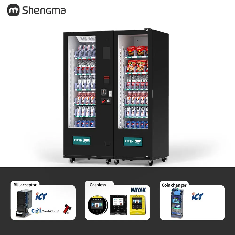 Versatile Multi-Cabinet Vending Machine for Snacks and Beverages