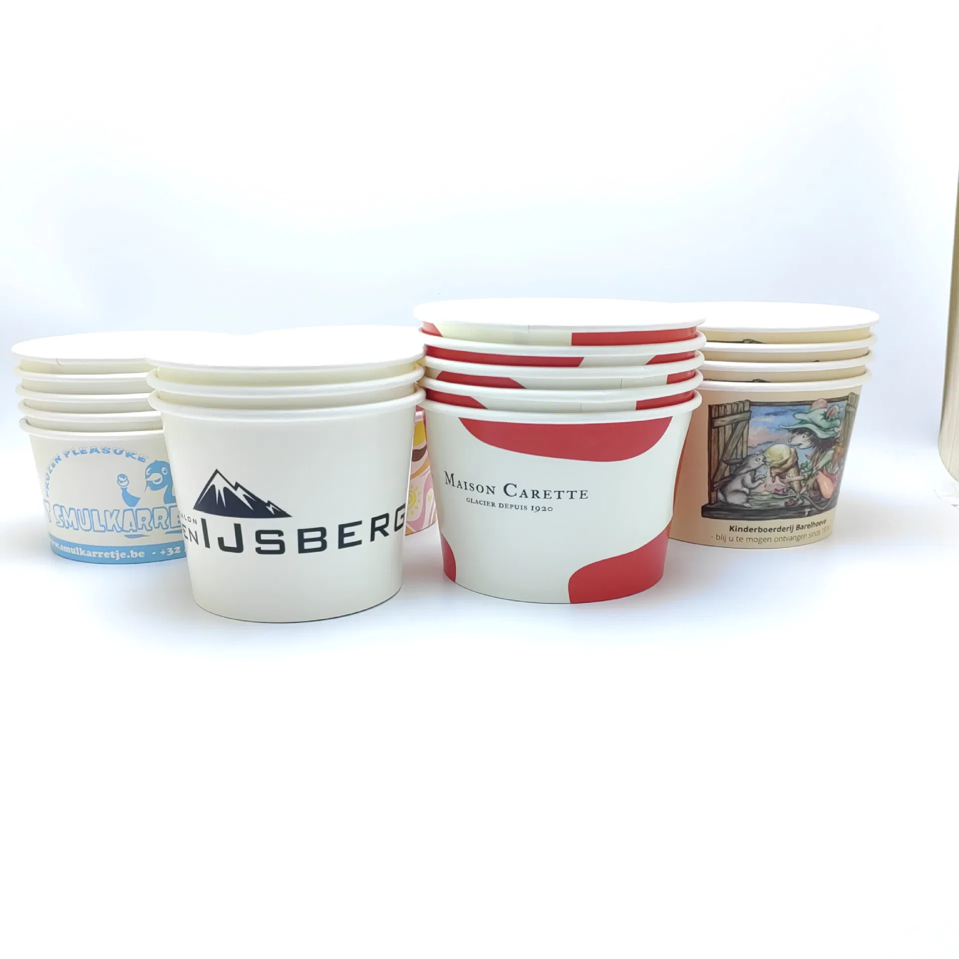Wholesale Disposable Custom Printed Paper Ice Cream Cup with Lid