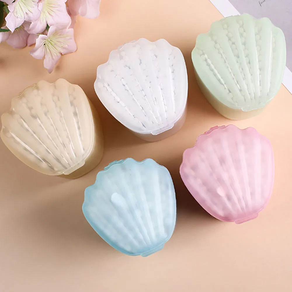 Disposable Cleaning Cotton Swabs, Colorful Style, 10o Pieces Packed in a Seashell-Shaped Box.