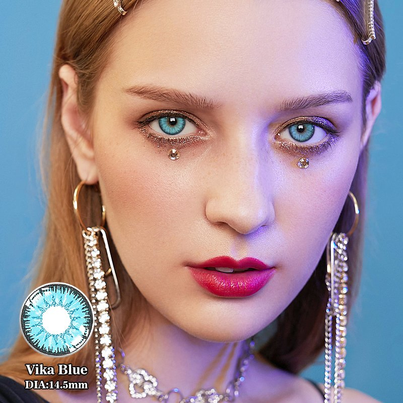 Wholesale 1 Yearly Pretty Blue Eyes Ware Plano Colored Contact Lenses Ice Color Contact Lens with Factory Price