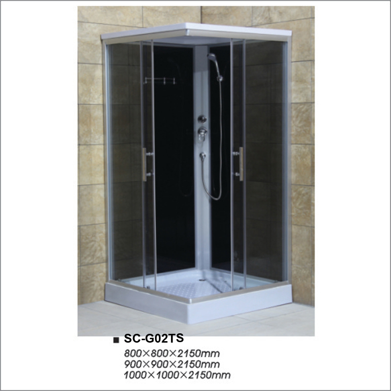 Complete Shower Room with Black Painting Tempered Glass