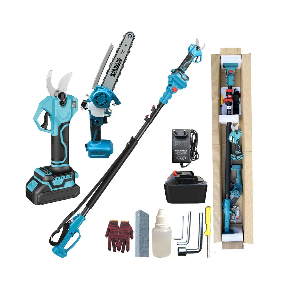 Cordless Pruning Shears with 2.2m Extension Rod, 21V Lithium Battery Electric Garden Scissors