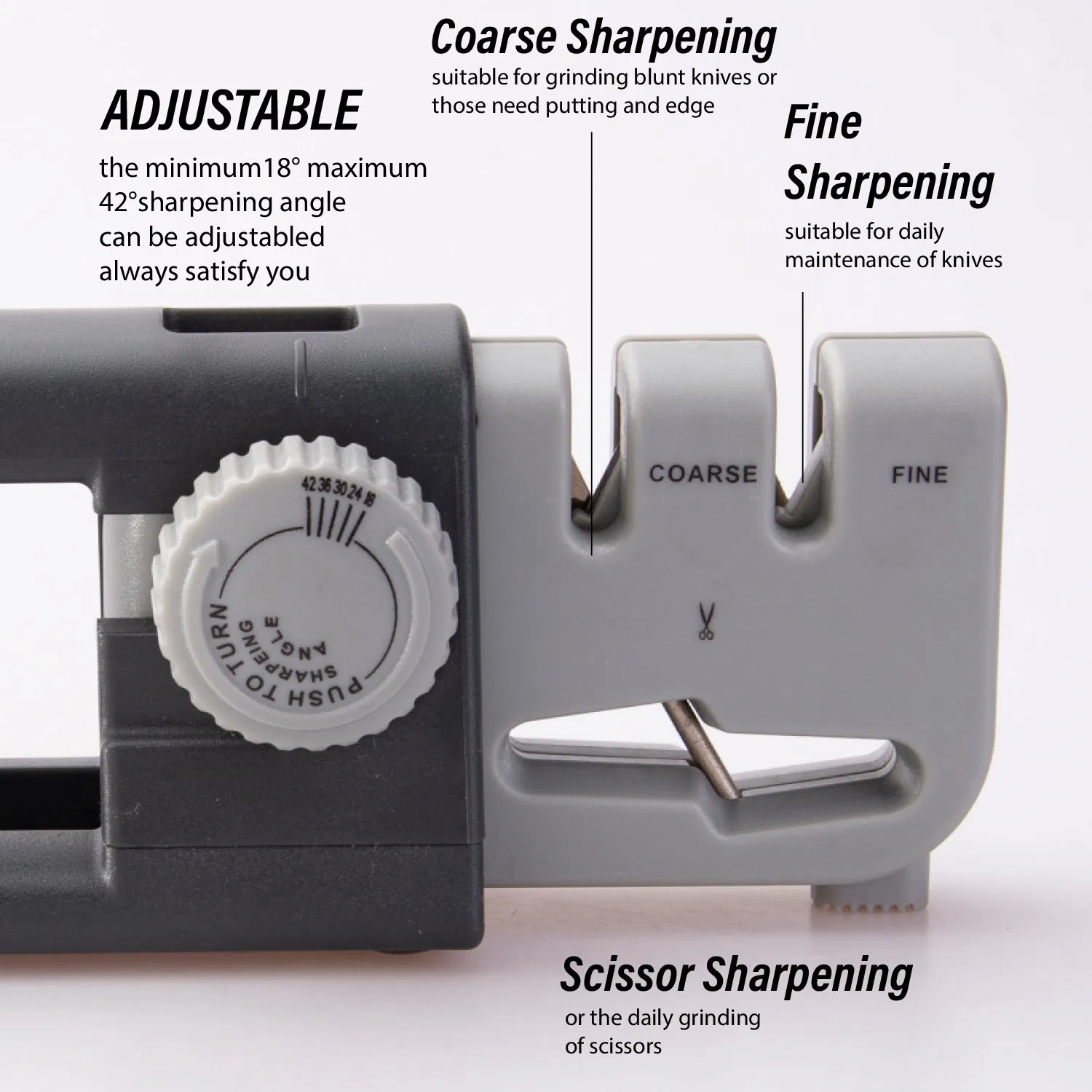 Retractable Knife Sharpener 18-42 Degree Coarse Fine Scissor Non-Slip Pocket-Tool