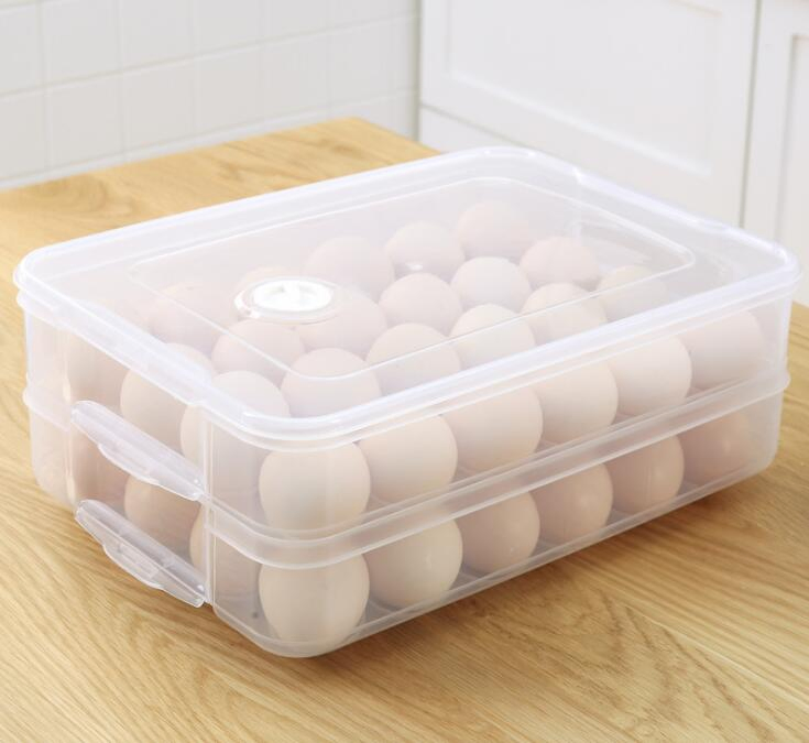 Transparent Multi-Function 2-Layers Fresh-Keeping Plastic Box for 48 Eggs