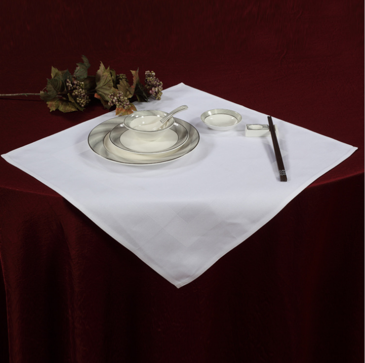Classic White Linen Restaurant-Style Foldable Tablecloth Napkin Polycotton Fabric for Home Airplane Hotels Events Parties