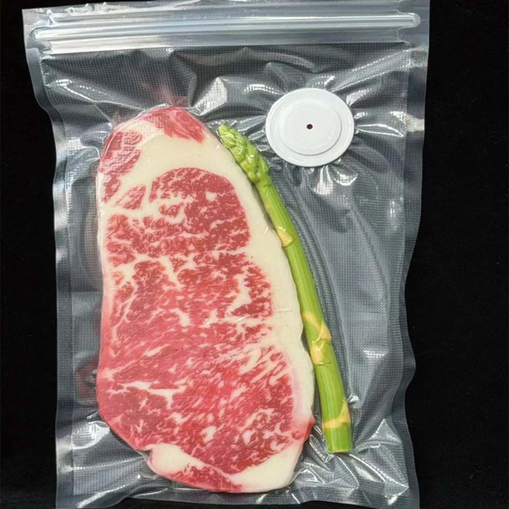 Air Valve for Food Vacuum Bag Transparent Top Zipper Air Valve Food Vacuum Ba