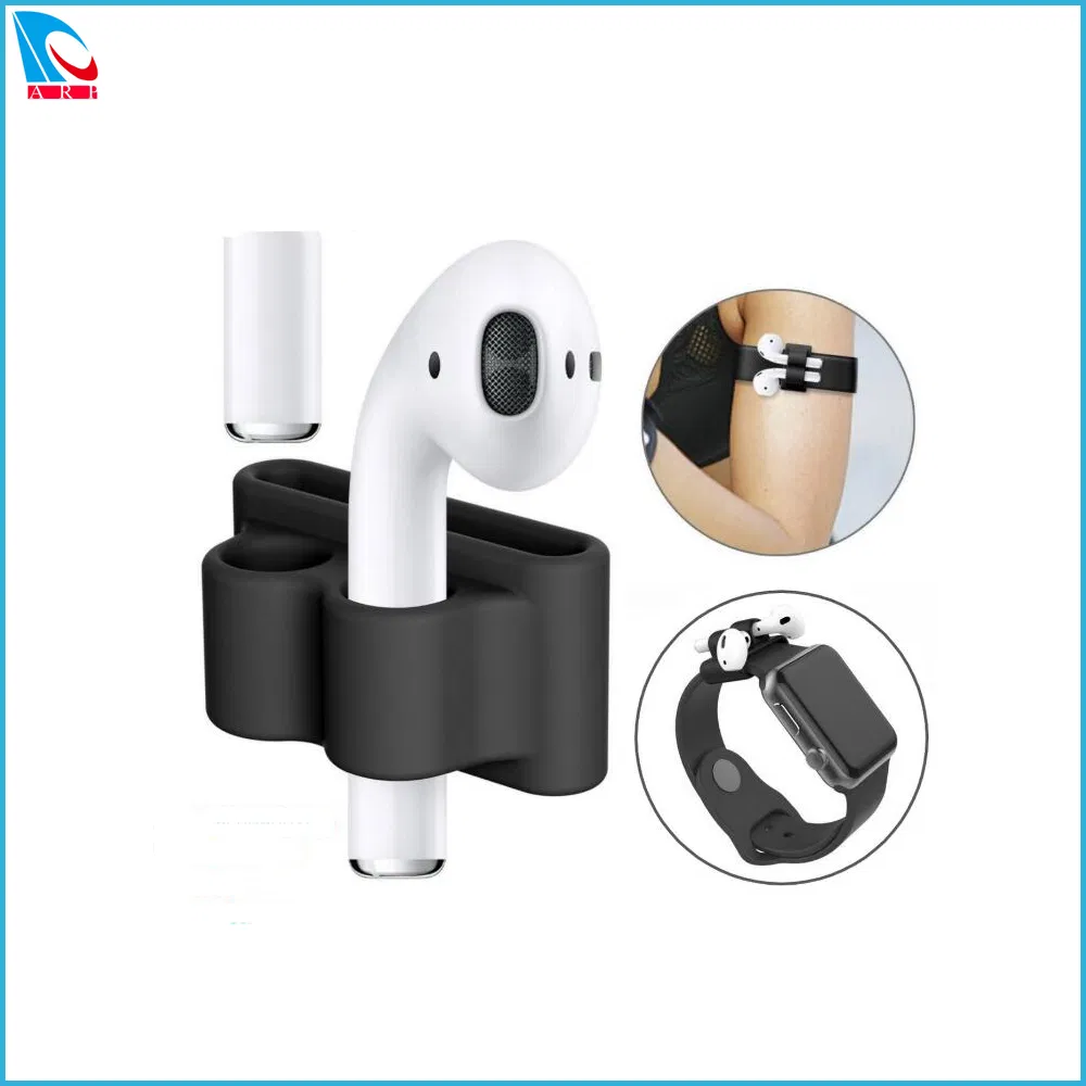 Черный силиконовый держатель для наушников на руку