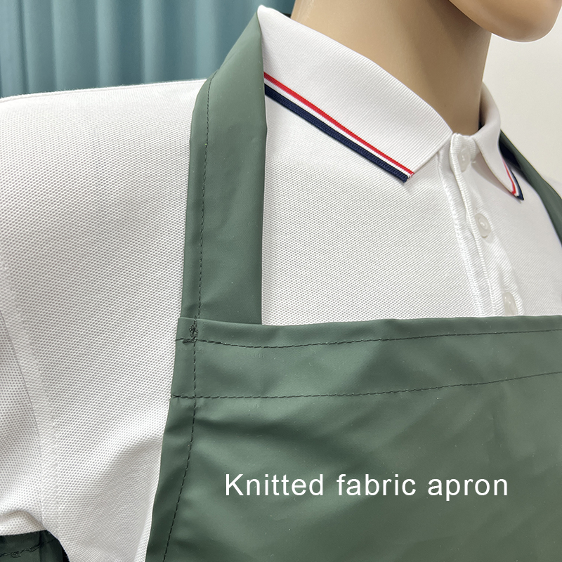 High Quality Oilproof PVC Polyester Olive Green Apron for Kitchen