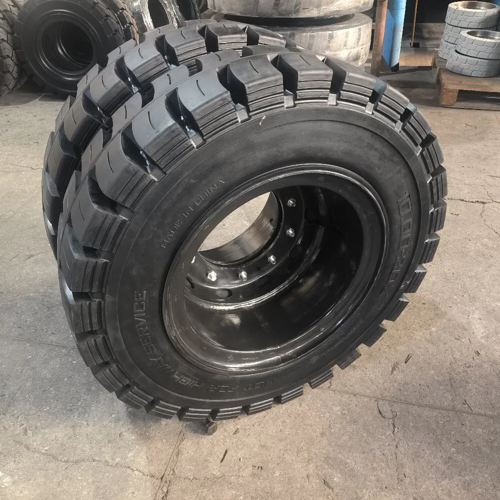 Anygo 10.00-20 XZ06 Solid Tire with Rim for Terex MHL340 Material Handler and Heavy-Duty Forklifts