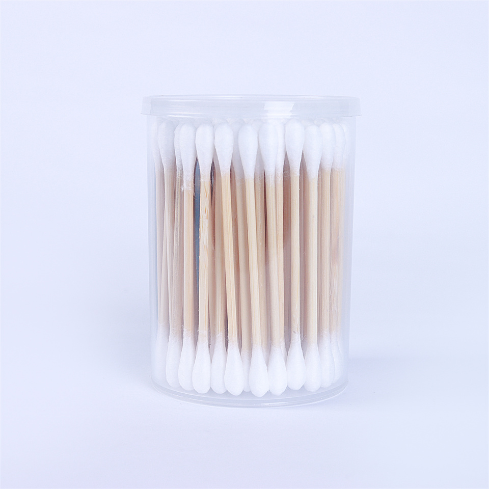 Basic Customization 100PCS Bamboo Stick Double Round Head Cotton Bud for Make up