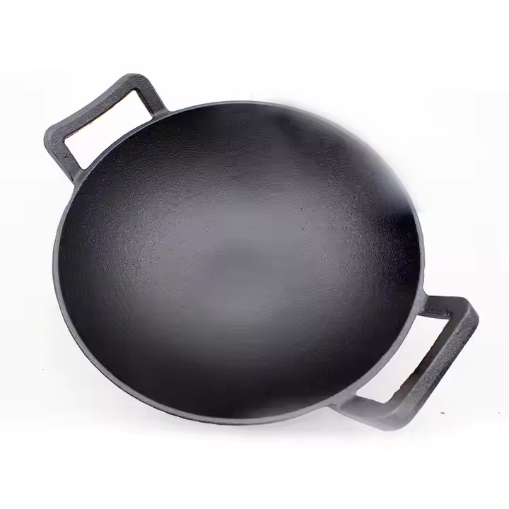 Pre-Seasoned Cast Iron Wok with Large Loop Handles