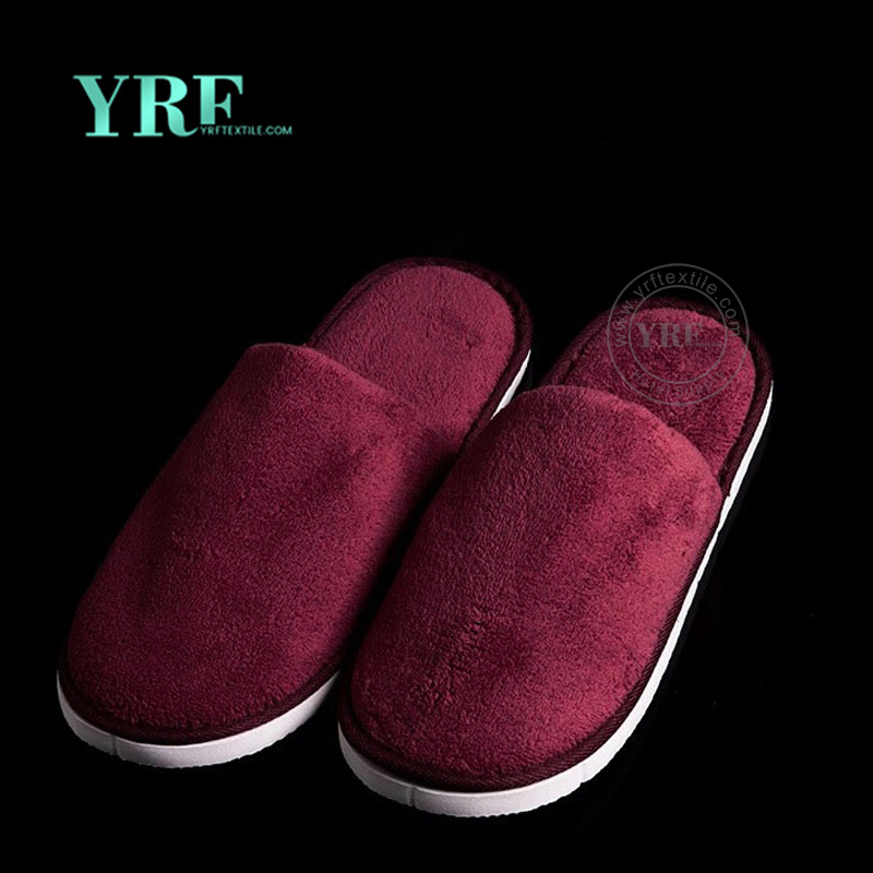 White Washable Open Toe Cotton Terry Slippers Hotel Slippers