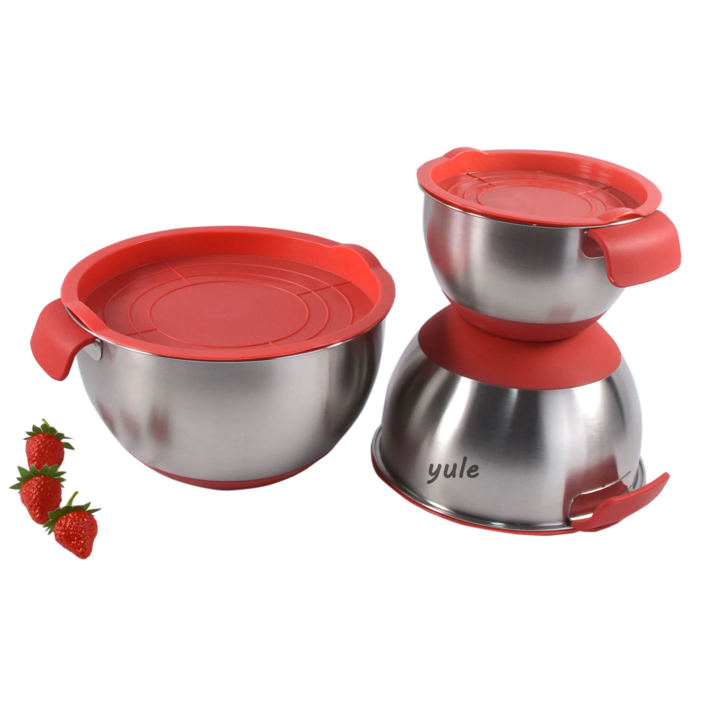 Chinese Manufacturer Kitchen Items Nesting Plastic Lids Non Slip Silicone Base 1.0L-1.5L-2.5L-3L-4L-5L Set of 6 Kitchen Bowl Set