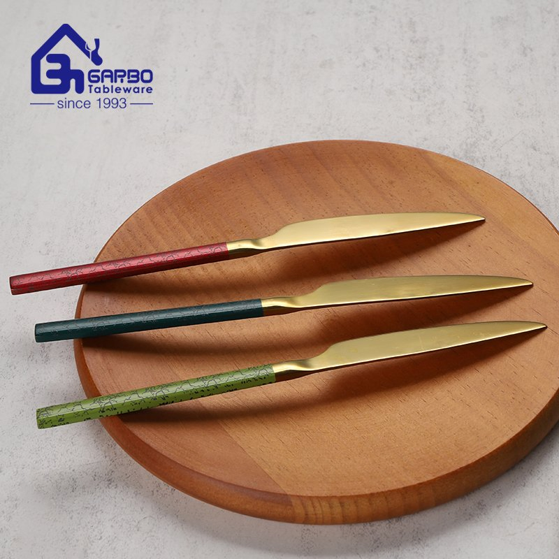 410 (13-0) Stainless Steel Dinner Knife Gold Color Metal Flatware Classic Hot Selling Steak Knife for Home Restaurant Use Kitchen Utensils