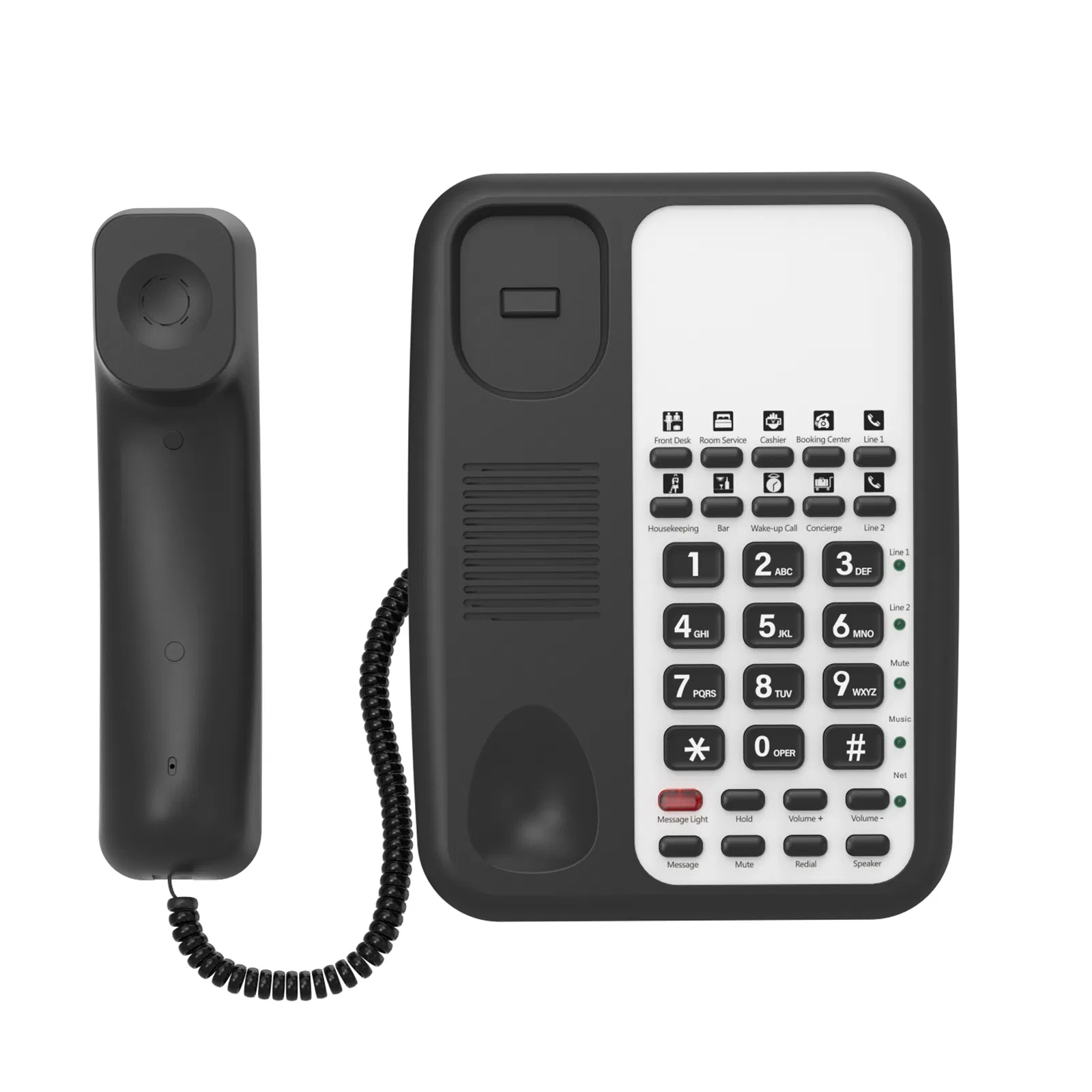 Sleek SIP Hotel Room Telephone with 10 Speed Dial Buttons